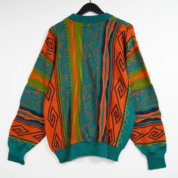 Vintage Bernard Club Coogi Style 3D 100% wooL Knit Sweater Japan Made LL - Picture 2 of 8
